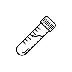 Single line drawing of a test tube with liquid for medical use