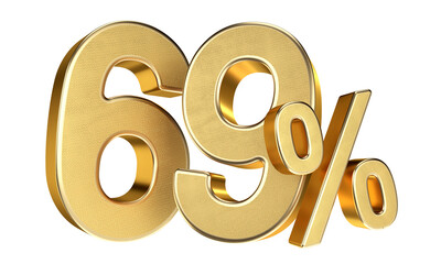Golden 69 Percent Isolated on Transparent Background