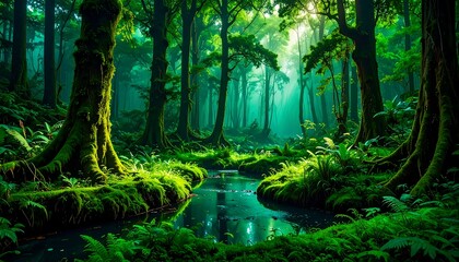 Obraz premium Enchanting Mossy Forest Stream - Mystical/Fantasy
