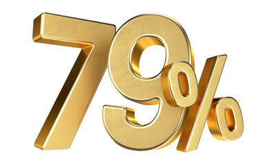Golden 79 Percent Isolated on Transparent Background