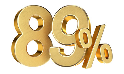 Golden 89 Percent Isolated on Transparent Background