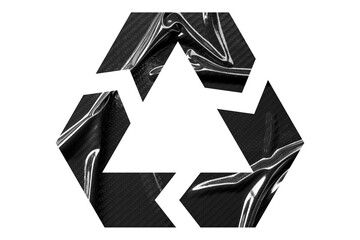 Black recycle symbol paper isolated on transparent background