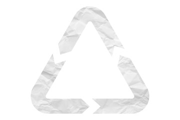 White recycle symbol paper isolated on transparent background