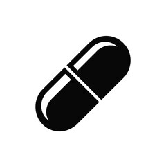 Black Capsule Pill Icon Medical Healthcare Symbol