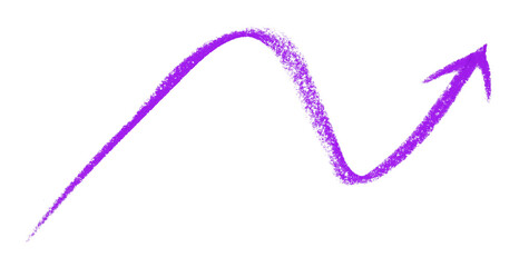 Purple arrow symbol colored pencil isolated on transparent background