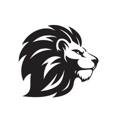 Majestic Lion Head Silhouette – Bold Wild Animal Icon in Black

