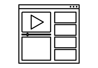 Icono negro de pagina web para vídeos