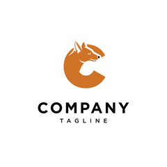 Letter C Ajak Dog Logo Icon Vector