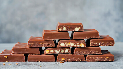 World Chocolate Day celebration. Assorted chocolate treats on a dark background. Sweetness, indulgence, and dessert temptation.