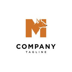 Letter M Ajak Dog Logo Icon Vector