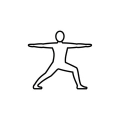 Yoga Warrior Pose Outline Illustration for Wellness and Fitness Concepts