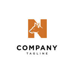 Letter N Ajak Dog Logo Icon Vector