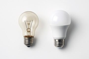 Old Incandescent Bulb and Modern LED Bulb Comparison
