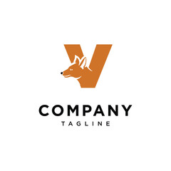 Letter V Ajak Dog Logo Icon Vector