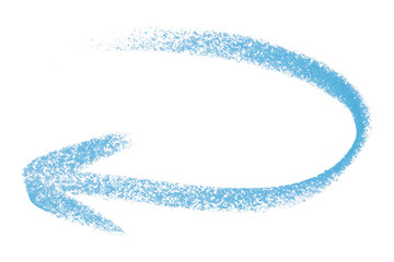 Light blue arrow symbol colored pencil isolated on transparent background