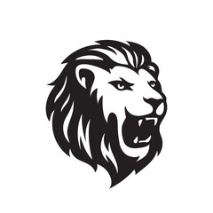 Majestic Lion Head Silhouette – Bold Wild Animal Icon in Black

