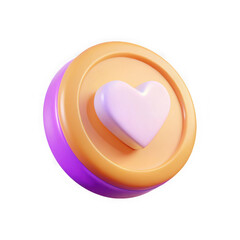 3d heart icon with orange and purple layers isolated on transparent background
