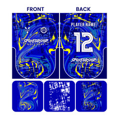 FULL PRINT DESIGN JERSEY MARBLE AND ABSTRACT PATTERN BLUE AND YELLOW