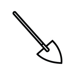 Simple Black and White Outline Illustration of a Shovel for Gardening