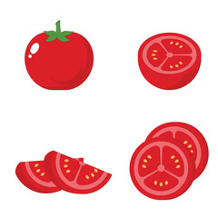 Fresh Tomato Clipart Set – Healthy Red Fruit Slice for Food, Salad, and Cooking Illustration