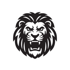 Majestic Lion Head Silhouette – Bold Wild Animal Icon in Black

