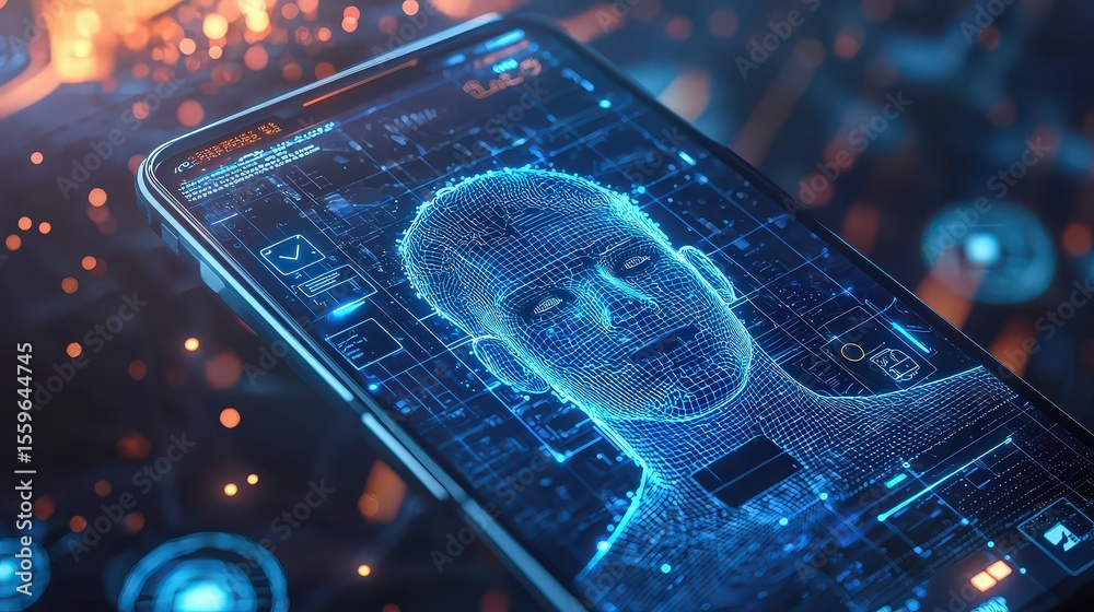 Poster futuristic digital avatar interaction virtual space technology showcase modern environment close-up 