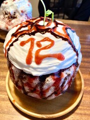 チョコレートと苺ソースのエスプーマかき氷