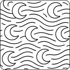 Fototapeta premium Crescent Moon Wave Pattern Coloring Page
