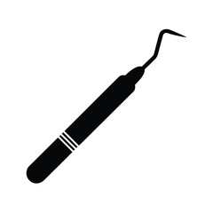 Dental Explorer Icon Black Silhouette Illustration