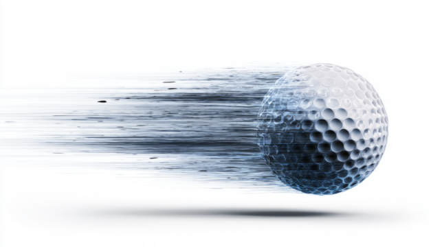 golf ball mid-air with dramatic lighting and motion