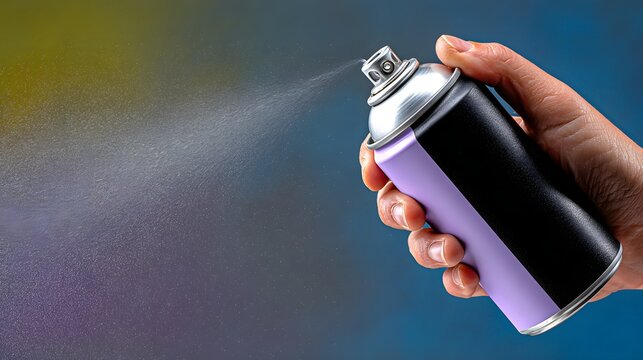 A close-up handheld shot of a street artist spray painting a mural, paint particles floating in the sunlight, upbeat and gritty urban tone