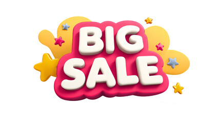 Big sale badge with bold text and stars, white background