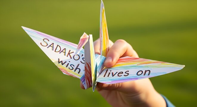 Rainbow Origami Crane Sadako's Wish Lives On