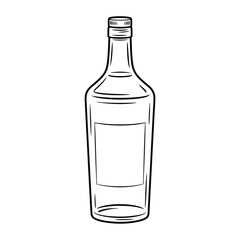 Outline illustration of a bottle with a blank label for design