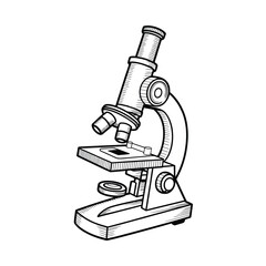 Hand Drawn Illustration of a Classic Microscope