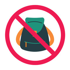 No bag sign, forbidden backpack sign, backpack with red crossed circle, prohibited bag symbol, no luggage allowed icon

