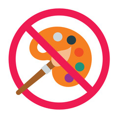 No painting sign, forbidden painting sign, do not paint warning sign, prohibited painting activity symbol, no creativity sign, creativity not allowed sign