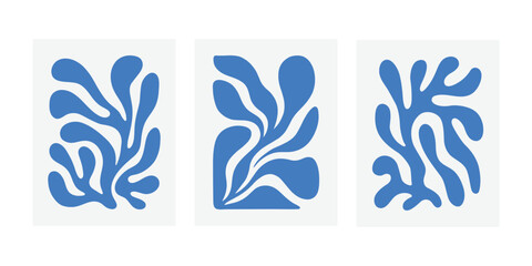 Matisse-Inspired Blue Organic Botanical Cutout Composition