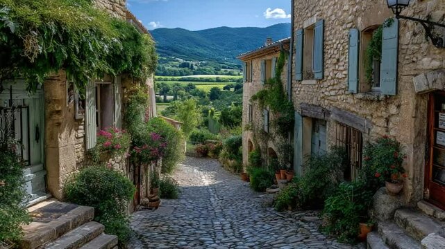 proven&ccedil;al village street french landscape video