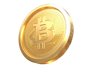 3d bitcoin coin with sparkles isolated on white background PNG ,AI GENERATED