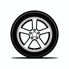 Fototapeta premium Black and White Car Wheel Icon Illustration