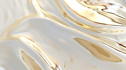 Close-up of smooth, creamy white or light-colored liquid with soft, undulating textures, perfect for cosmetic, or abstract backgrounds.
