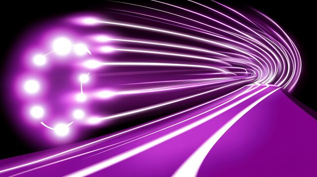 Futuristic purple light trails creating a sense of speed and dynamic movement with a glowing - Powered by Adobe