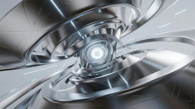 Abstract Spiral Structure with Metallic and Reflective Surfaces