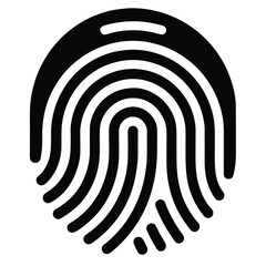 biometric scan vector, digital identity icon, fingerprint silhouette, security authentication line art, tech fingerprint symbol


