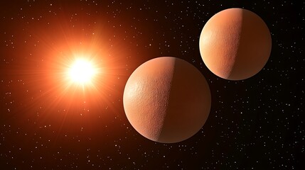 Illustration of Exoplanets Orbiting a Distant Star System Exploring the Cosmos