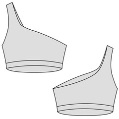 one shoulder crop tank top vector illustration. one shoulder crop tank top pants mock up