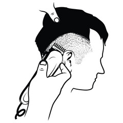 barber is shaving hair vector illustration. 