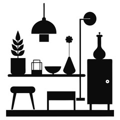 Indoor Plant Vector, Home Garden Icon, Botanical Pot Silhouette, Decorative Houseplant Symbol, Interior Greenery Design

