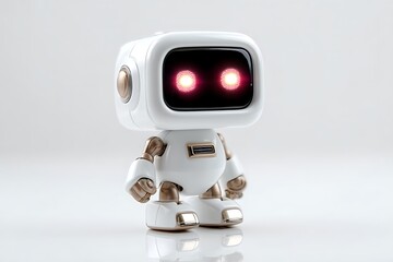 The adorable retro robot:  A charming close-up captures a retro robot, its body gleaming with metallic accents and endearing features, showcasing the fusion of nostalgia and future. 